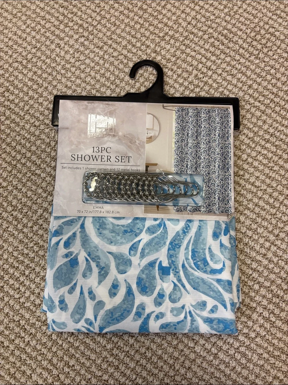 NWT 13PC Blue Shower Curtain Set